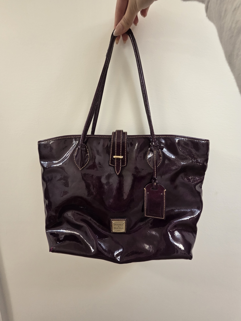 Dooney & Bourke Glossy Plum Patent Leather Tote